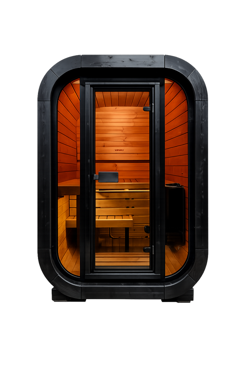 FLUR — Gartensauna aus Thermoholz | 2 Personen