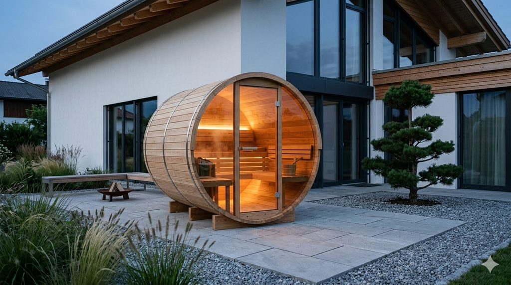 SURA — Kompakte Gartensauna aus Thermoholz | 3–4 Personen