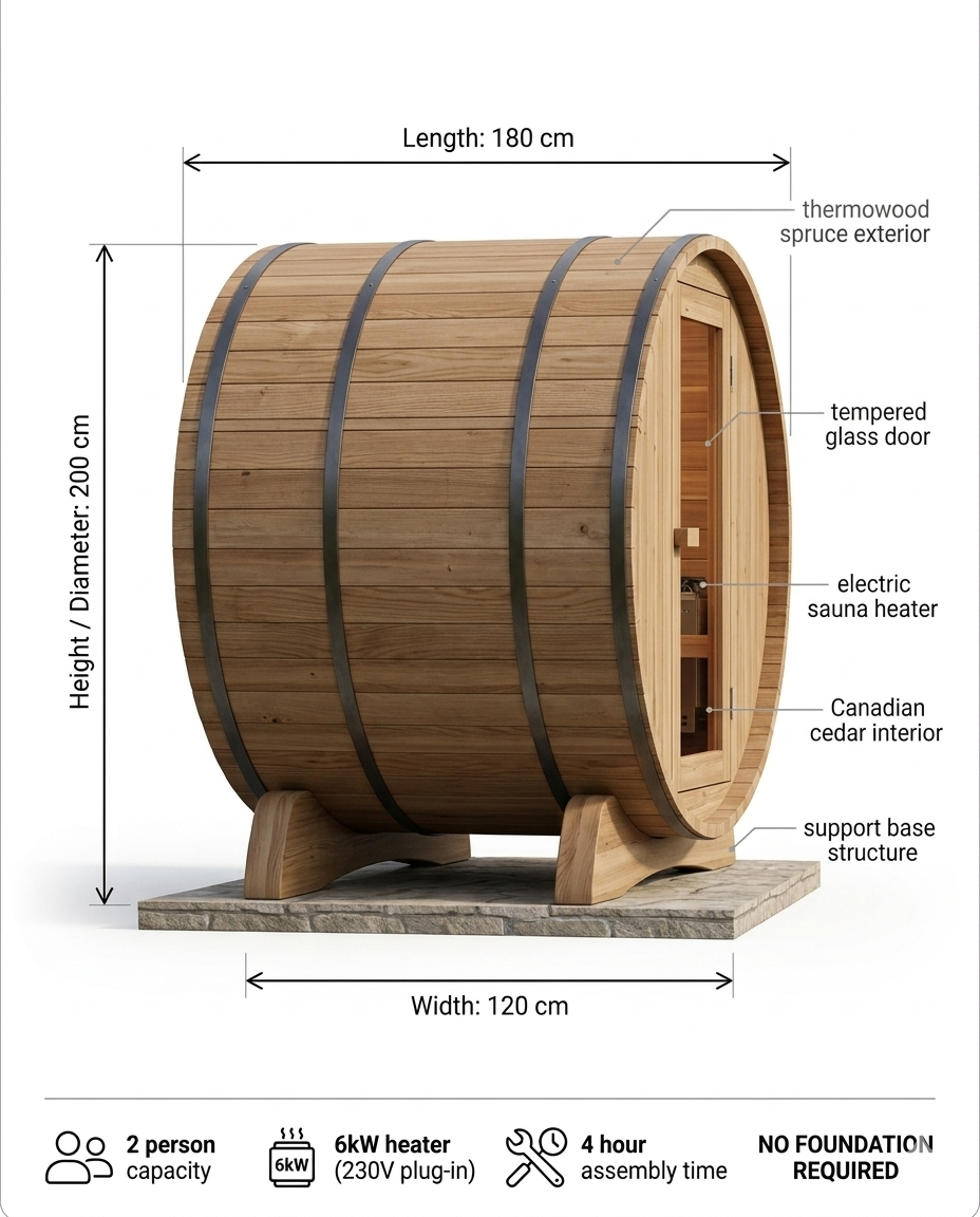 SURA — Kompakte Gartensauna aus Thermoholz | 3–4 Personen