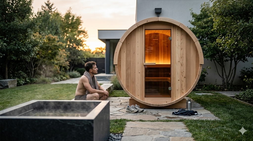 SURA — Kompakte Gartensauna aus Thermoholz | 3–4 Personen