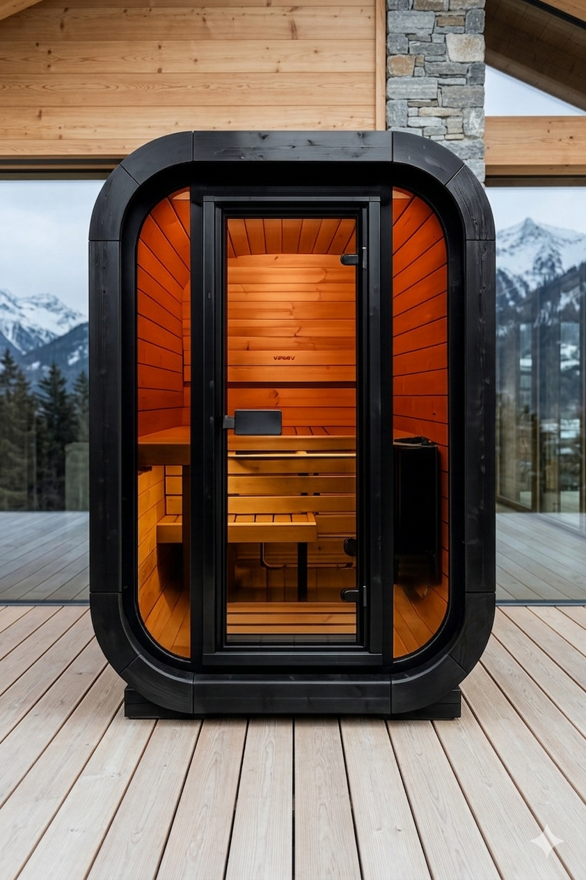 FLUR — Gartensauna aus Thermoholz | 2 Personen