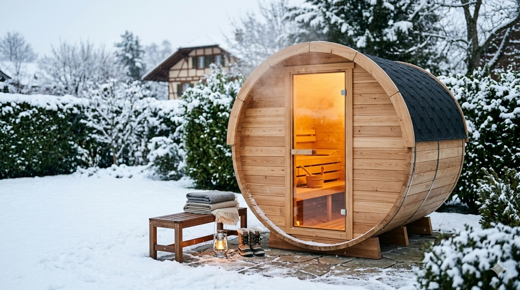 SURA — Kompakte Gartensauna aus Thermoholz | 3–4 Personen
